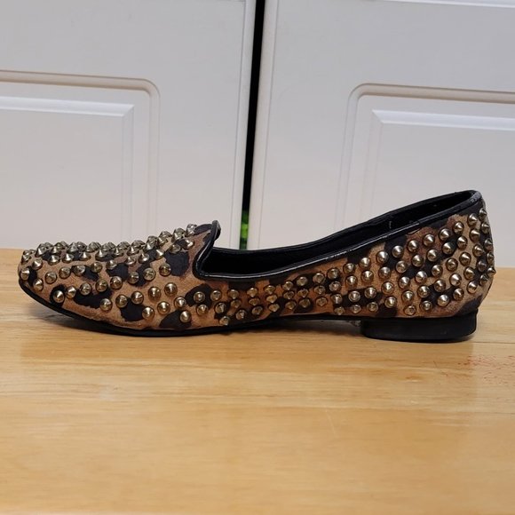 Steve Madden Leopard Print Brass Stud Flats - Picture 6 of 11